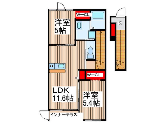 ヴァレッタII(2LDK/2階)の間取り写真