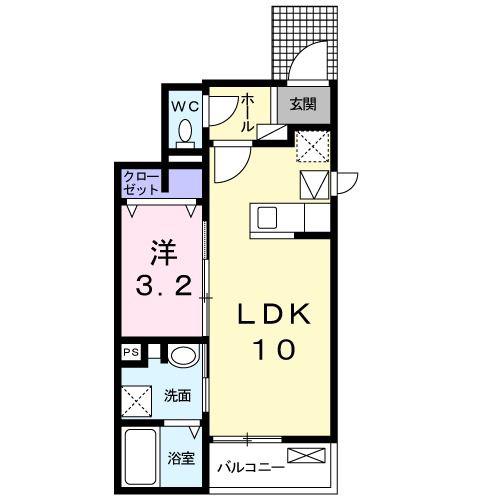 カーサ コルディアーレ A(1LDK/1階)の間取り写真
