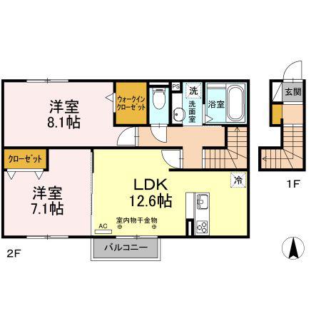 シュエット(2LDK/2階)の間取り写真
