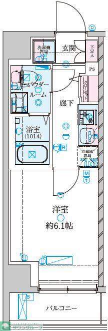 GENOVIA南鳩ヶ谷(1K/3階)の間取り写真