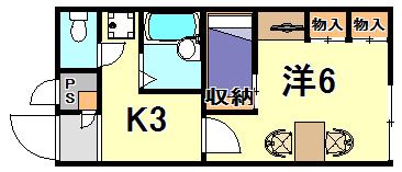 レオパレス多聞三ツ池(1K/2階)の間取り写真