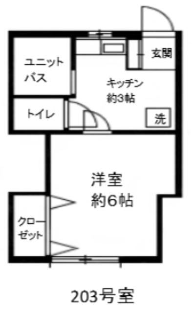 二村ハイツ(1K/3階)の間取り写真