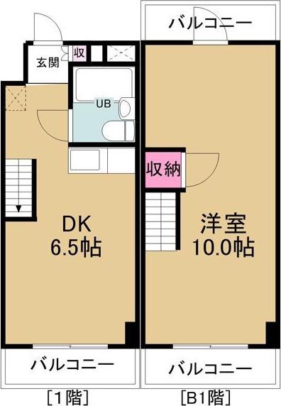 赤坂第一ビル(1DK/1階)の間取り写真