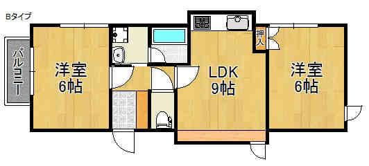 シティライフ帝塚山(2LDK/2階)の間取り写真