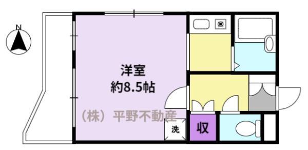 緒方ビル(ワンルーム/4階)の間取り写真