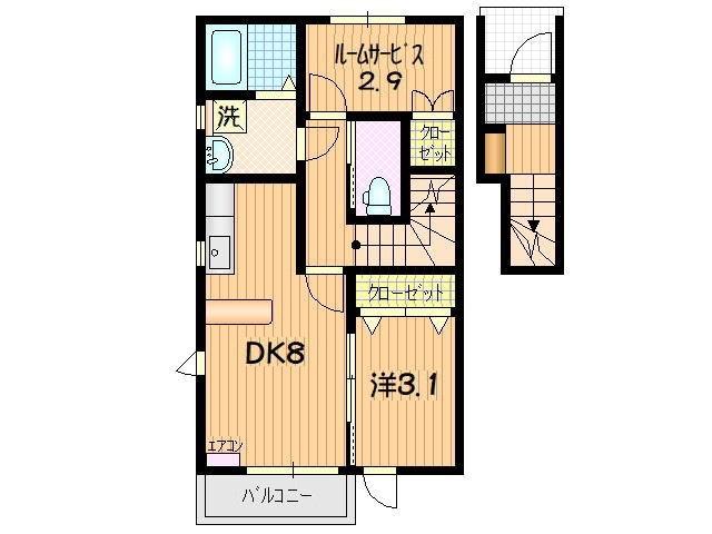 フルハウスII(1DK/2階)の間取り写真