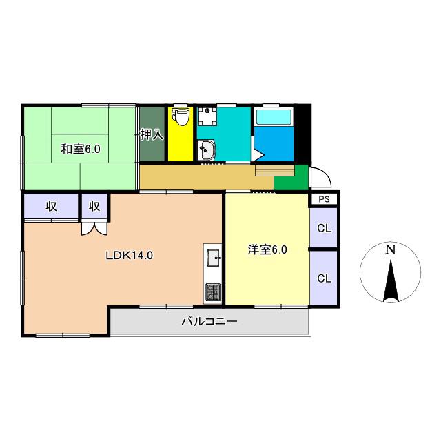 ST神田(2LDK/1階)の間取り写真