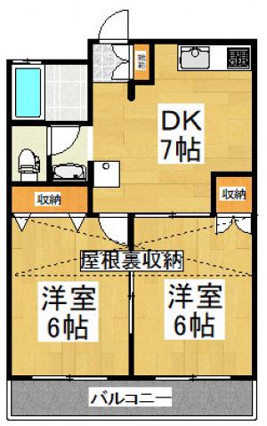 レジデンス田中(2DK/2階)の間取り写真