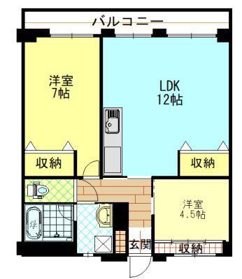 日興ロイヤルマンション(2LDK/5階)の間取り写真