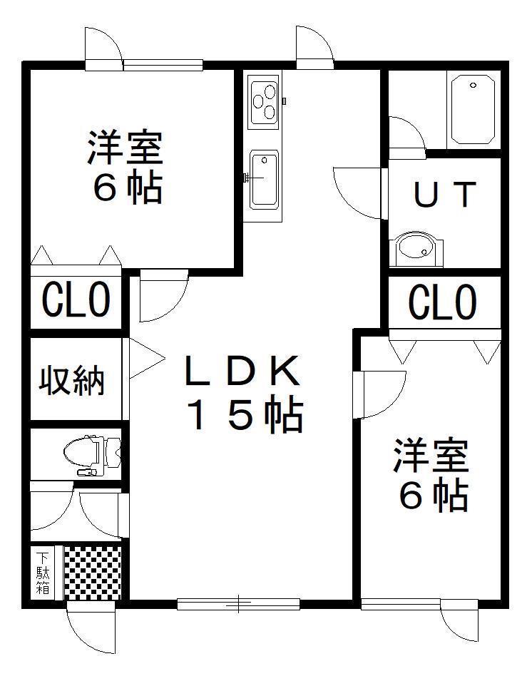 スプリングヒルズ(2LDK/2階)の間取り写真