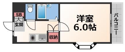 グリーングラス(1K/4階)の間取り写真