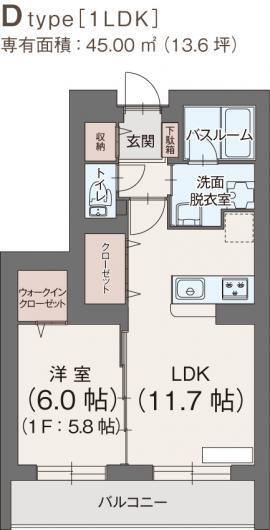 クレア仲町台(1LDK/3階)の間取り写真