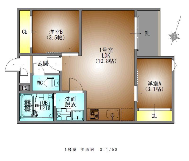 REGALEST本笠寺(2LDK/3階)の間取り写真