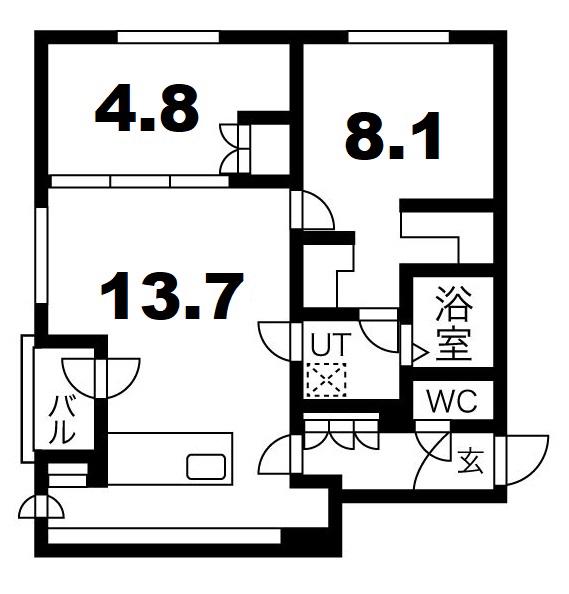 COMSAP新札幌II(2LDK/5階)の間取り写真