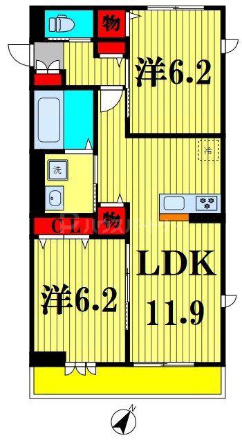 ル・パルク(2LDK/2階)の間取り写真