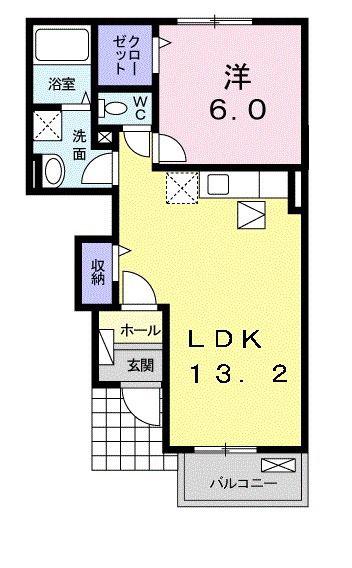 サンセールII(1LDK/1階)の間取り写真