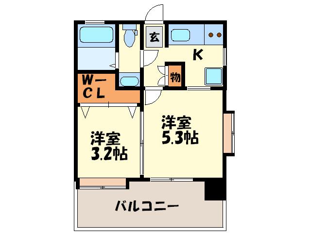 フォレスト薬院大通(2K/3階)の間取り写真
