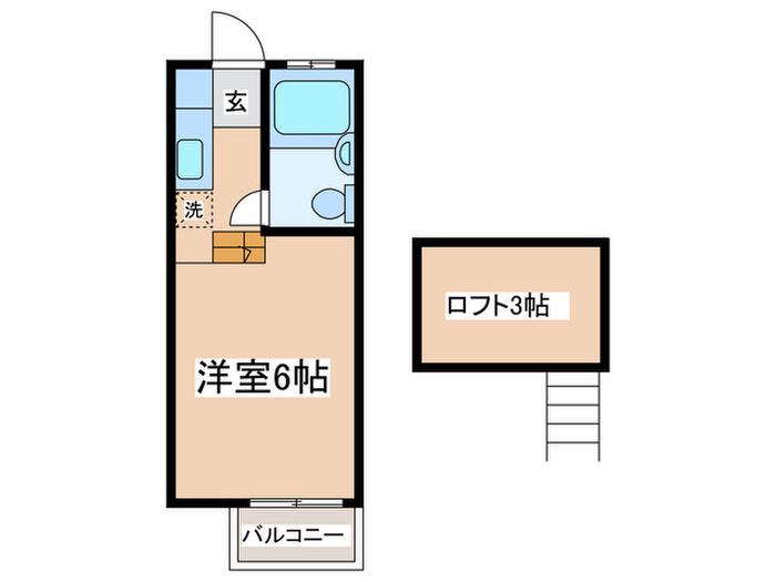 ムーンシャトル(ワンルーム/1階)の間取り写真
