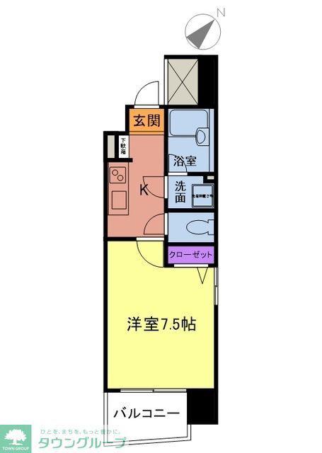 ロマネスク日赤通(1K/6階)の間取り写真
