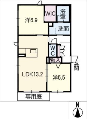FORENA東山(2LDK/1階)の間取り写真