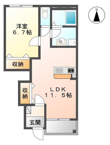 アーバンヒル(1LDK/1階)の間取り写真