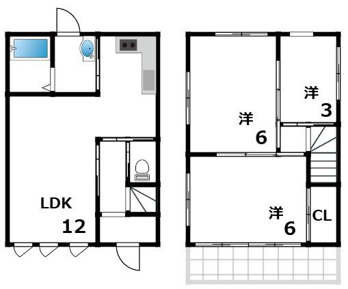 愛宕山テラスハウス(3LDK/1階)の間取り写真