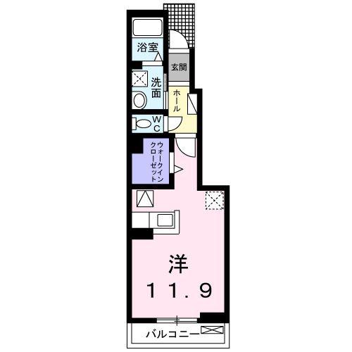 ハピネス船橋(ワンルーム/1階)の間取り写真
