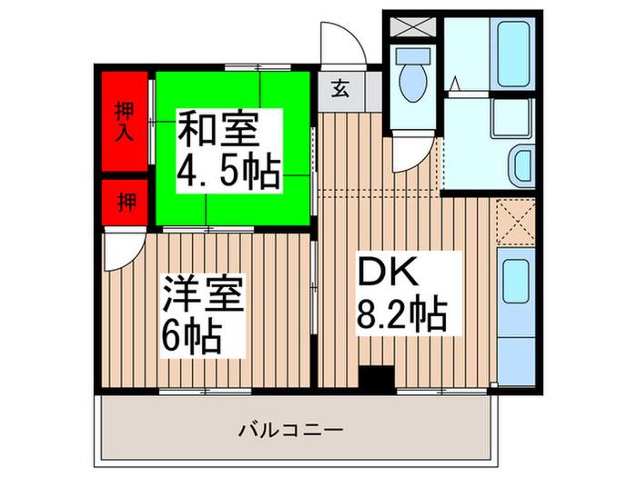 ユナミビル(2DK/3階)の間取り写真