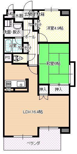アカンサス鳥取(2LDK/7階)の間取り写真