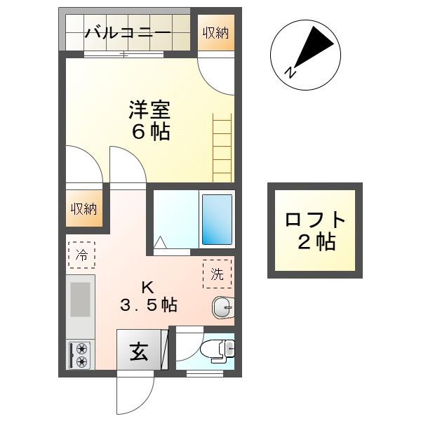 NEXT DOOR II(1K/1階)の間取り写真