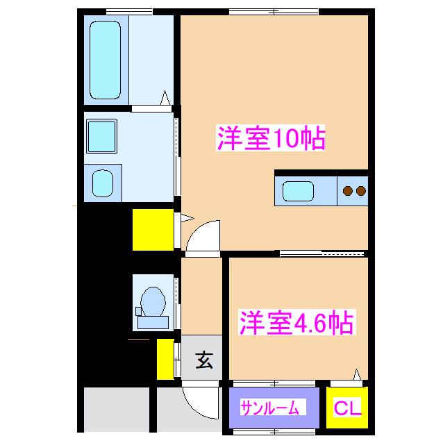 カーサ・リベルタ A棟(1SLDK/1階)の間取り写真