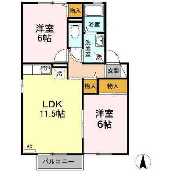 セジュール重本A(2LDK/2階)の間取り写真