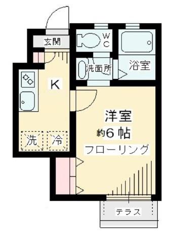 グリシーヌ経堂A棟(1K/1階)の間取り写真