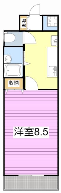 ヴィラコンテッサ川辺町(1K/3階)の間取り写真