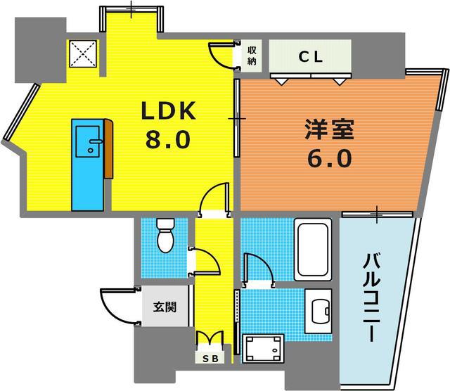 メゾン・ヌーベル新神戸(1LDK/7階)の間取り写真