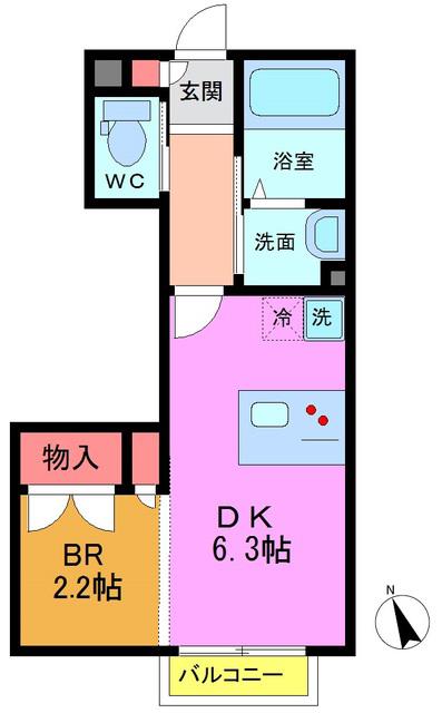 メゾン市川(1DK/1階)の間取り写真