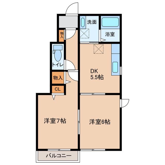 セレーナ中村(2DK/1階)の間取り写真