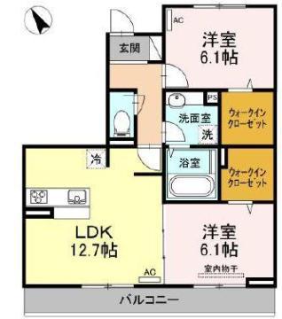ハルシュタット(2LDK/2階)の間取り写真