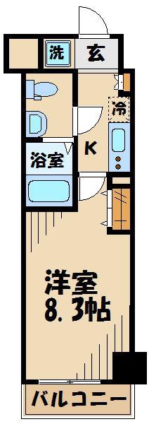 GROWS FUCHU イースト II(1K/5階)の間取り写真