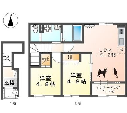 栄生 MS COURT(2LDK/2階)の間取り写真