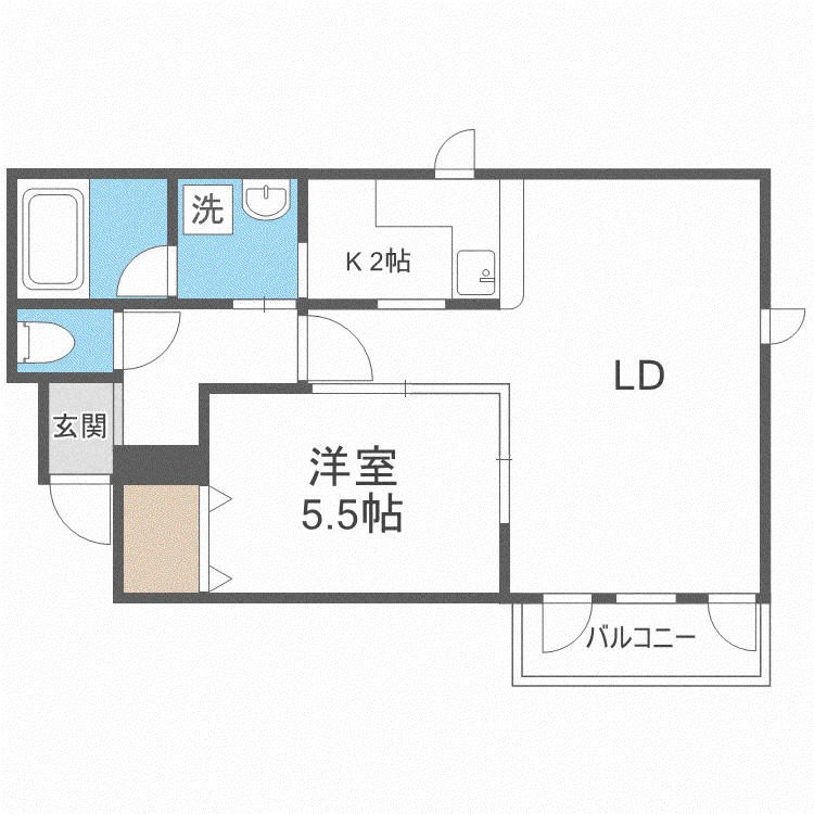 キャピタル神宮(1LDK/2階)の間取り写真