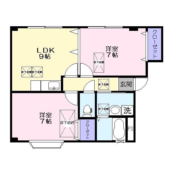 ルネス桧山(2LDK/2階)の間取り写真