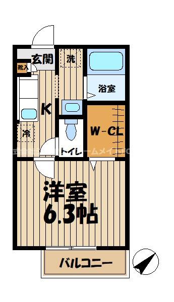 ソレジオ・カマクラ(1K/2階)の間取り写真
