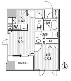 SEASON FLATS SHINOKACHIMACHI(1LDK/4階)の間取り写真