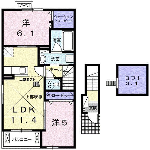 プラシードVIII(2LDK/2階)の間取り写真