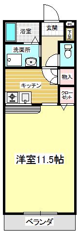 キャロット(1K/1階)の間取り写真