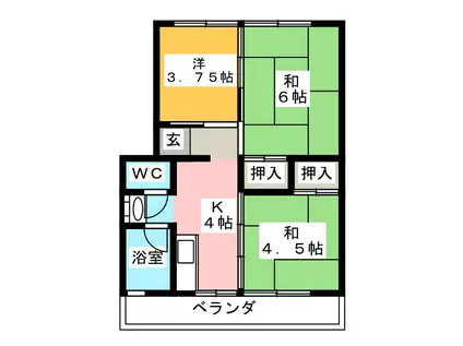 櫛田マンション(3K/2階)の間取り写真