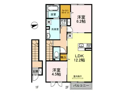 リアンドゥファミーユ(2LDK/2階)の間取り写真