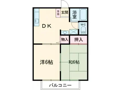 勝倉コーポ A棟(2DK/2階)の間取り写真