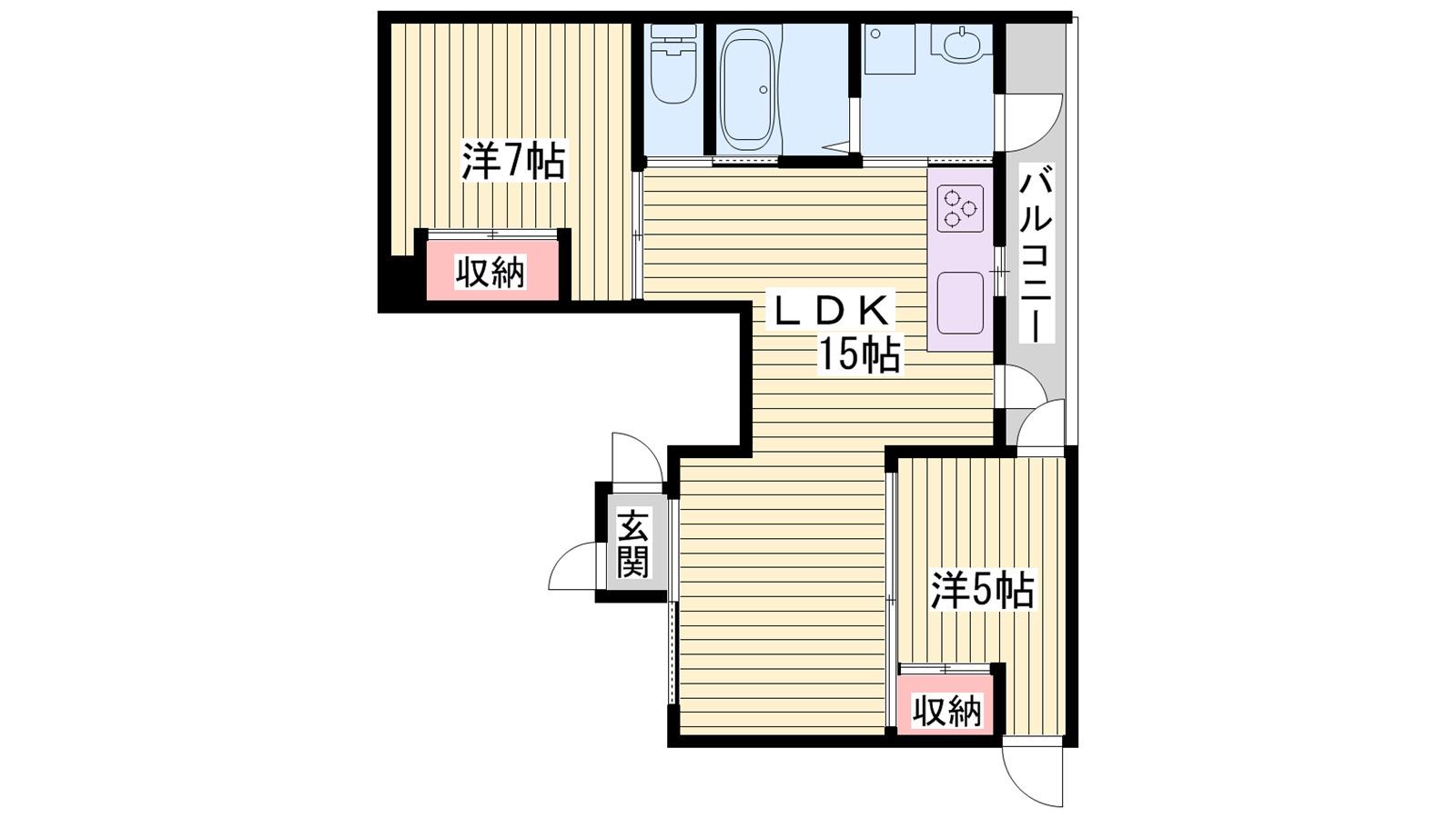 SKビル(2LDK/2階)の間取り写真